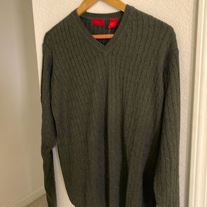 Cable V Neck Cotton Sweater